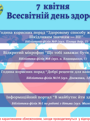 ВСЕСВІТНЬОМУ ДНЮ ЗДОРОВ'Я ПРИСВЯЧУЄТЬСЯ