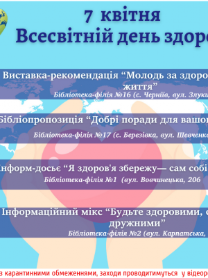 ЗАХОДИ ДО ВСЕСВІТНЬОГО ДНЯ ЗДОРОВ'Я