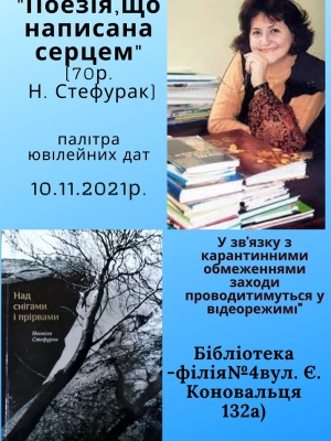 ПАЛІТРА ЮВІЛЕЙНИХ ДАТ "ПОЕЗІЯ, ЩО НАПИСАНА СЕРЦЕМ"