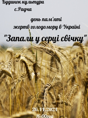 ДЕНЬ ПАМ'ЯТІ ЖЕРТВ ГОЛОДОМОРУ В УКРАЇНІ "ЗАПАЛИ У СЕРЦІ СВІЧКУ"