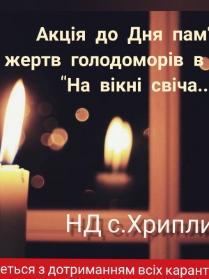 АКЦІЯ ДО ДНЯ ПАМ'ЯТІ ЖЕРТВ ГОЛОДОМОРІВ В УКРАЇНІ "НА ВІКНІ СВІЧА"